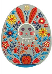 Folk Art Egg - 4x4 bunny rabbit detailed embroidery design for Easter Baskets