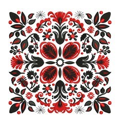 leaf detailed machine embroidery - Folk Art Square perfect for festive table runners