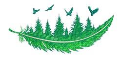 bird detailed machine embroidery - Freedom Feather Scene for decorative pillow covers