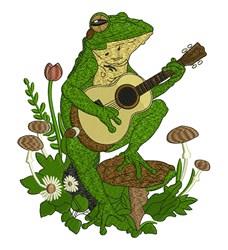 mushroom detailed machine digital embroidery - Froggy Serenade perfect for Wall Art