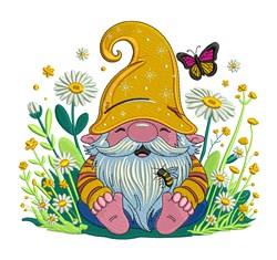 Garden Gnome - 4x4 butterfly detailed embroidery design for outdoor garden flags