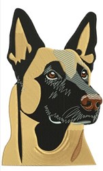 puppy dog detailed machine embroidery - German Shepherd Head for patchwork quilt blocks