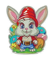 bunny rabbit detailed machine embroidery - Gnome Bunny perfect for reusable tote bags