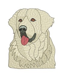 puppy dog detailed machine embroidery - Great Pyrenees perfect for kitchen tea towels