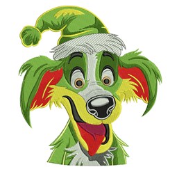 puppy dog detailed machine embroidery - Grinch Dog perfect for patchwork quilt blocks