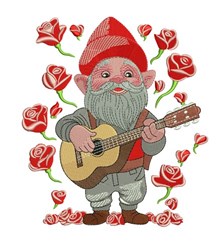 detailed valentine rose machine embroidery pattern - Guitar Gnome for reusable tote bags