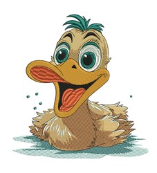 Happy Duck - 4x4 bird detailed machine embroidery design perfect for Baby Bibs
