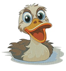 detailed bird machine embroidery pattern - Happy Duck for patchwork quilt blocks