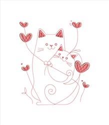 Heart Kitty - 4x4 kitten beginner-friendly embroidery design for decorative pillow covers
