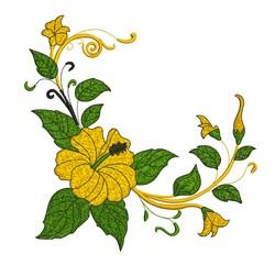 Hibiscus Bloom - 4x4 leaf detailed machine embroidery design for patchwork quilt blocks