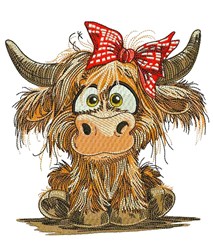 detailed cow machine embroidery pattern - Highland Cow for decorative pillow covers