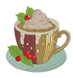 leaf detailed machine digital embroidery - Hot Cocoa perfect for festive table runners