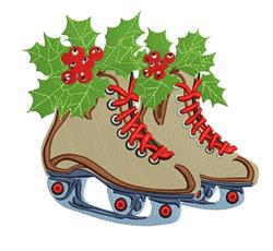 leaf detailed machine embroidery - Ice Skates perfect for decorative pillow covers