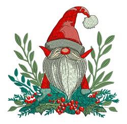 detailed christmas Santa Claus machine embroidery pattern - Jolly Gnome for reusable tote bags