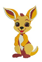 Cheerful kangaroo in playful cartoon style with bright yellow colors, fluffy texture, and expressive eyes, perfect for kids.