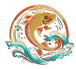 goldfish detailed machine embroidery - Koi Goldfish perfect for patchwork quilt blocks