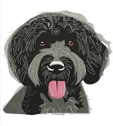 detailed puppy dog machine embroidery pattern - Labradoodle Head for reusable tote bags