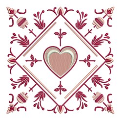 detailed valentine heart machine embroidery pattern - Love Block for kitchen tea towels