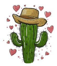 Love Cactus - 4x4 heart detailed machine embroidery design for decorative pillow covers