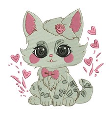kitten detailed machine digital embroidery - Love Kitten perfect for reusable tote bags