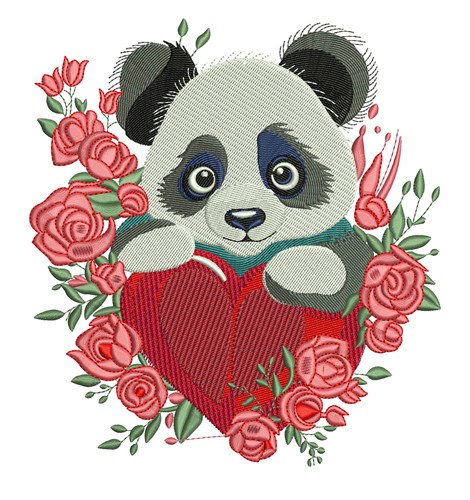 Love Panda - 4x4 bear detailed machine embroidery design for Kids Gifts