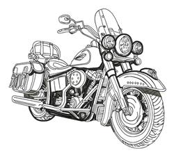 detailed outline machine embroidery pattern - Motorcycle Outline for kitchen tea towels