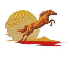 sunset beginner-friendly machine embroidery - Mustang Sunset for reusable tote bags