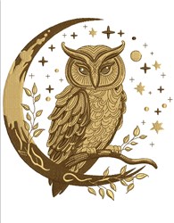 owl detailed machine digital embroidery - Night Owl perfect for kitchen tea towels