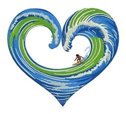 heart detailed machine digital embroidery - Ocean Heart perfect for Surfboard Covers