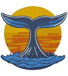 detailed summer whale machine embroidery pattern - Ocean Whale for kitchen tea towels