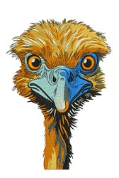 detailed bird machine embroidery pattern - Ostrich Head perfect for Kids Aprons