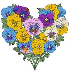 Pansy Heart - 4x4 leaf detailed machine embroidery design for reusable tote bags
