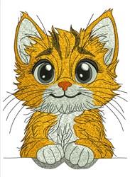 detailed kitten machine embroidery pattern - Playful Kitten for reusable tote bags