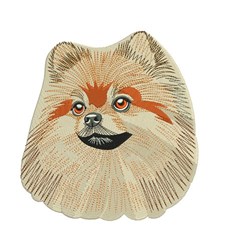 puppy dog detailed machine digital embroidery - Pomeranian perfect for kitchen aprons