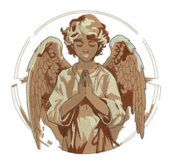 detailed angel machine embroidery pattern - Praying Angel for patchwork quilt blocks