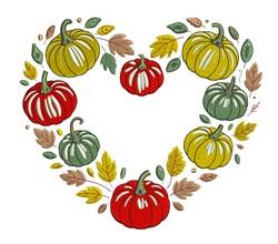 Pumpkin Heart - 4x4 pumpkin detailed embroidery design for decorative pillow covers
