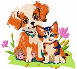 detailed kitten machine embroidery pattern - Puppy & Cat perfect for reusable tote bags