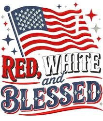 blessed detailed machine embroidery - Red White And Blessed perfect for BBQ Aprons