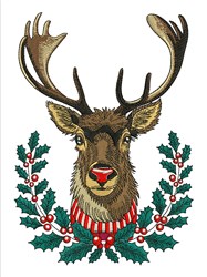 detailed christmas reindeer machine embroidery pattern - Reindeer Head for kitchen aprons