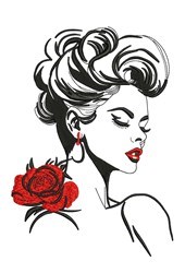 rose detailed machine digital embroidery - Rose Lady perfect for kitchen aprons