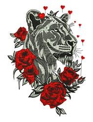 cat detailed machine digital embroidery - Rose Lion perfect for reusable tote bags