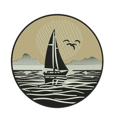 bird detailed machine digital embroidery - Sail Boat perfect for Nautical Pillows