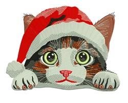 Santa Cat - 4x4 kitten detailed machine embroidery design for decorative pillow covers