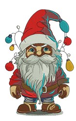 detailed christmas Santa Claus machine embroidery pattern - Santa With Lights for kitchen tea towels