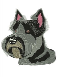 Scottish Terrier Head - 4x4 puppy dog detailed embroidery design for decorative pillow covers