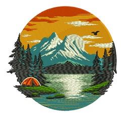 Serene Mountain - 4x4 tree detailed machine embroidery design for reusable tote bags