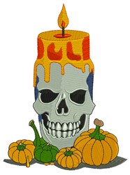 pumpkin detailed machine embroidery - Skull Candle perfect for patchwork quilt blocks