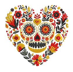 detailed valentine heart machine embroidery pattern - Skull Heart for patchwork quilt blocks
