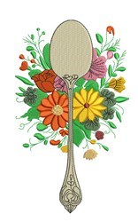 Spoon & Flowers - 4x4 leaf detailed machine embroidery design perfect for Aprons