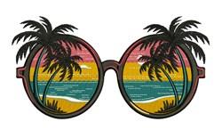 detailed summer tree machine embroidery pattern - Summer Glasses for kitchen tea towels